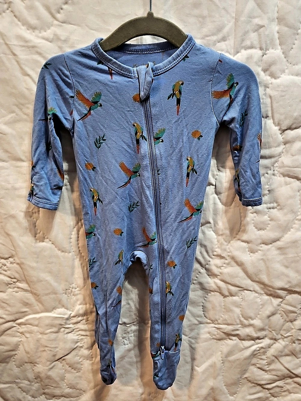 Kyte Baby Macaw Zippered Footie Blue 0-3M